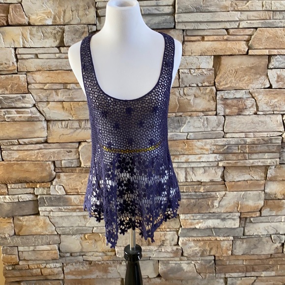 FANG Tops - Fang Crocheted Lace Racerback Tank Top